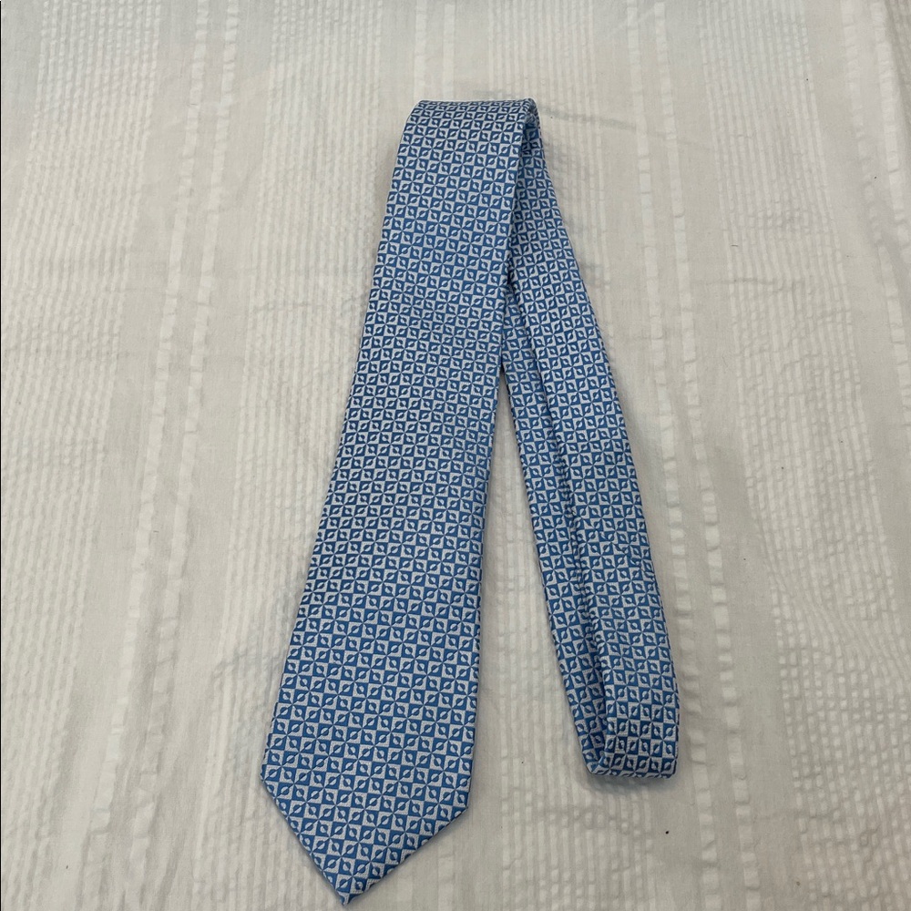 Silk Lauren Ralph Lauren silk geometric blue and white tie